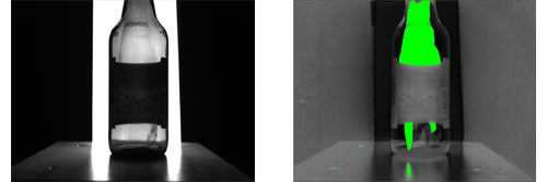 画像:輝度画像一般のカメラでの撮影（左）と偏光カメラでの撮影（右）の比較
