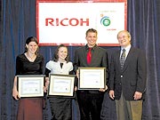 (From left) Danielle Lent, Emily Levine, and DJ Ray Horton, posing with Robert Whitehouse of RAC