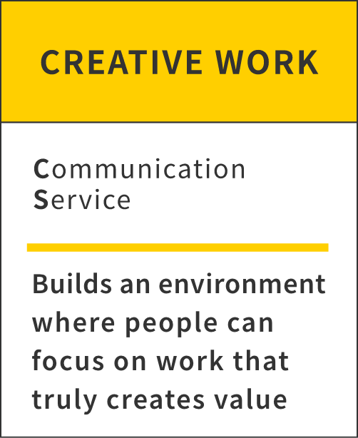 CREATIVE WORK. Communication Services. Building an environment where people can focus on work that truly creates value.