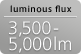luminous flux 3500/5,000lm