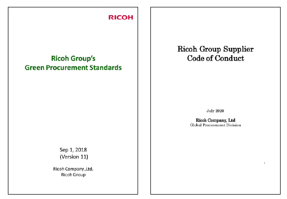 Image: Ricoh Group's Green Procurement Standards,  Ricoh Group Supplier Code of Conduct
