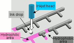 image:Fig. 1 Description of the Surface Energy controlled Ink-jet printing method