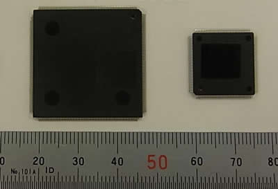 image:Custom control ICs: eight-motor control type (left) and five-motor control type (right) 