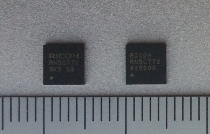 image:Newly developed motor driver IC (left: RN5C711, right: RN5C772)