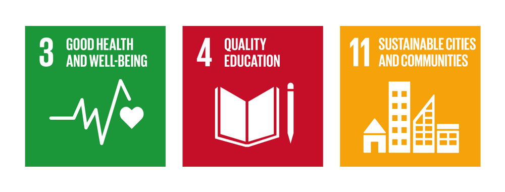 SDGs goals 3.good health and well-being  4. quality education 11.sustainable cities and communities