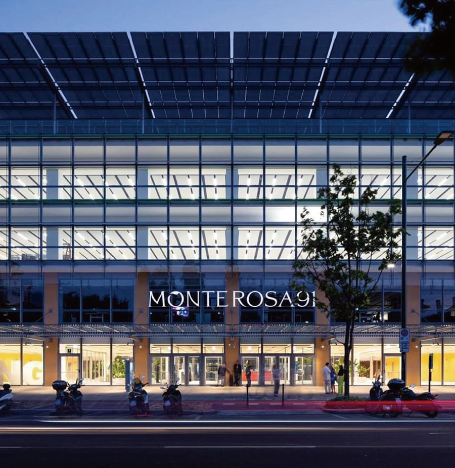 A photo of the Monte Rosa 91 office building in Milan, which houses Giuffrè Francis Lefebvre