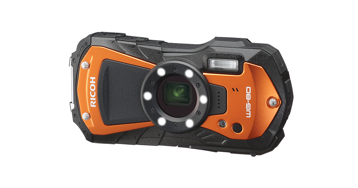 RICOH WG-80:Digital compact camera for underwater photography down to 14 meters, featuring a totally renewed exterior design and enhanced operability