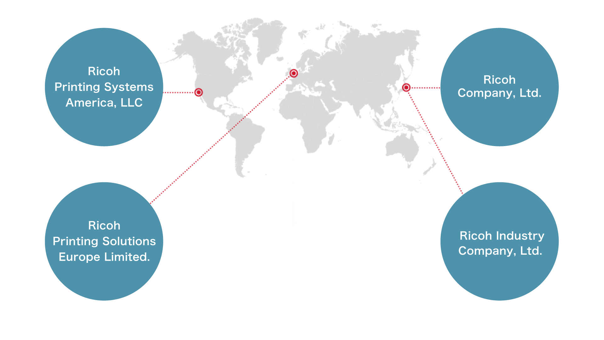 A world map illustrating business locations in the United States, United Kingdom, and Japan.