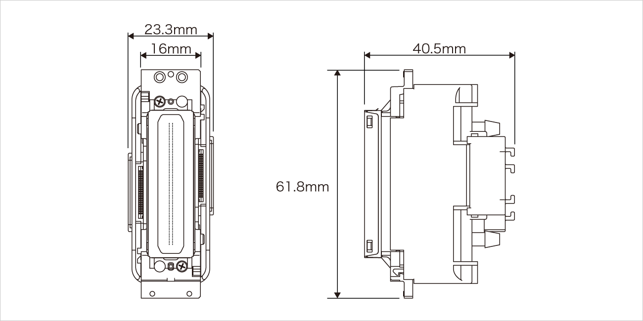 Width：61.8mm Depth：23.3mm Height：40.5mm