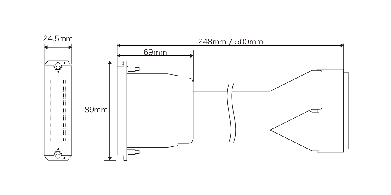 Width：89mm Depth：24.5mm Height：69mm Overall Length: 248 - 500mm