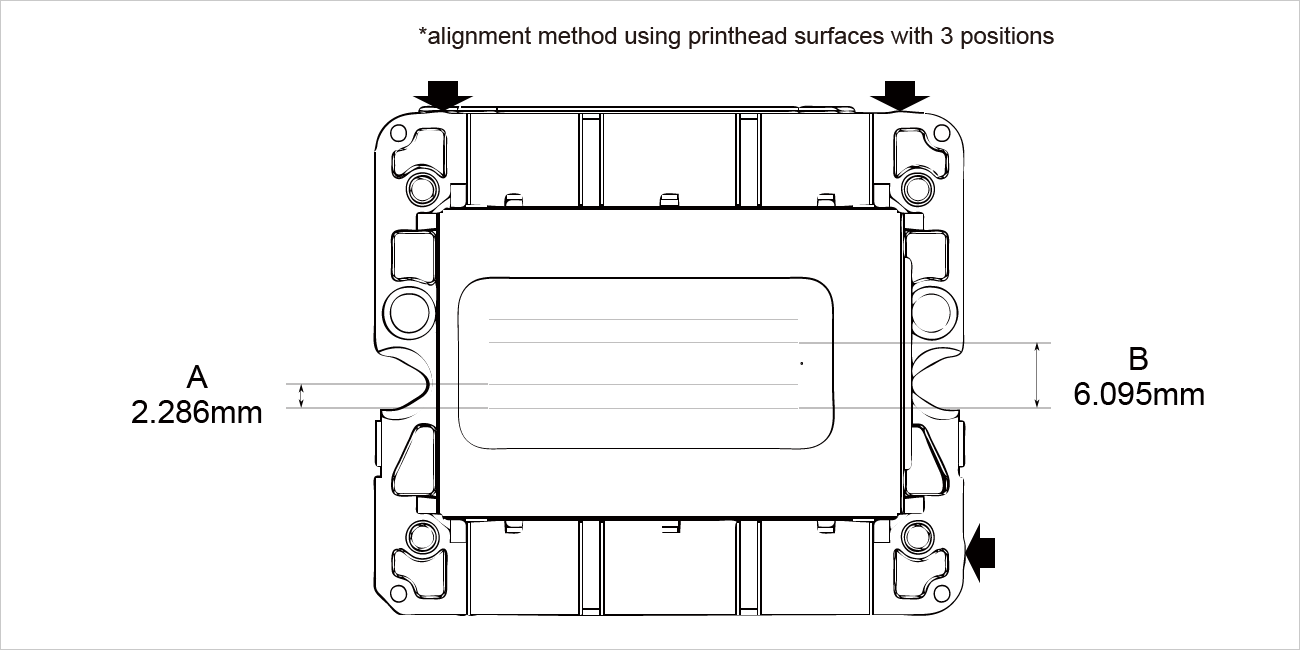A : 2.286mm B : 6.095mm *alignment method using printhead surfaces with 3 positions